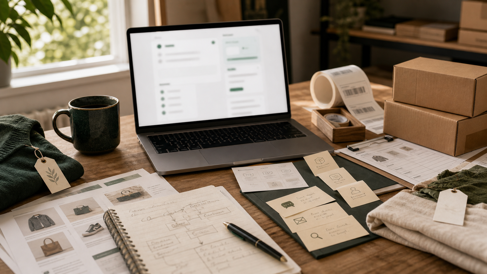 Editorial illustration of modular ecommerce support automation for open store setups